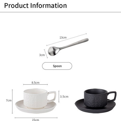 Ceramic Mug Set Vintage Porcelain Cup And Saucer Stone Texture Retro Cappuccino Cup
