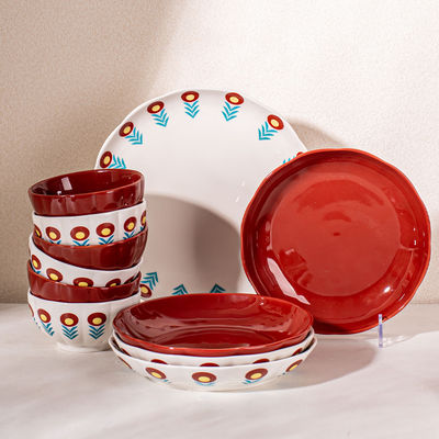 Business Gifts Technique Under Glazed Porcelain Dinner Set For Red Spring Festival